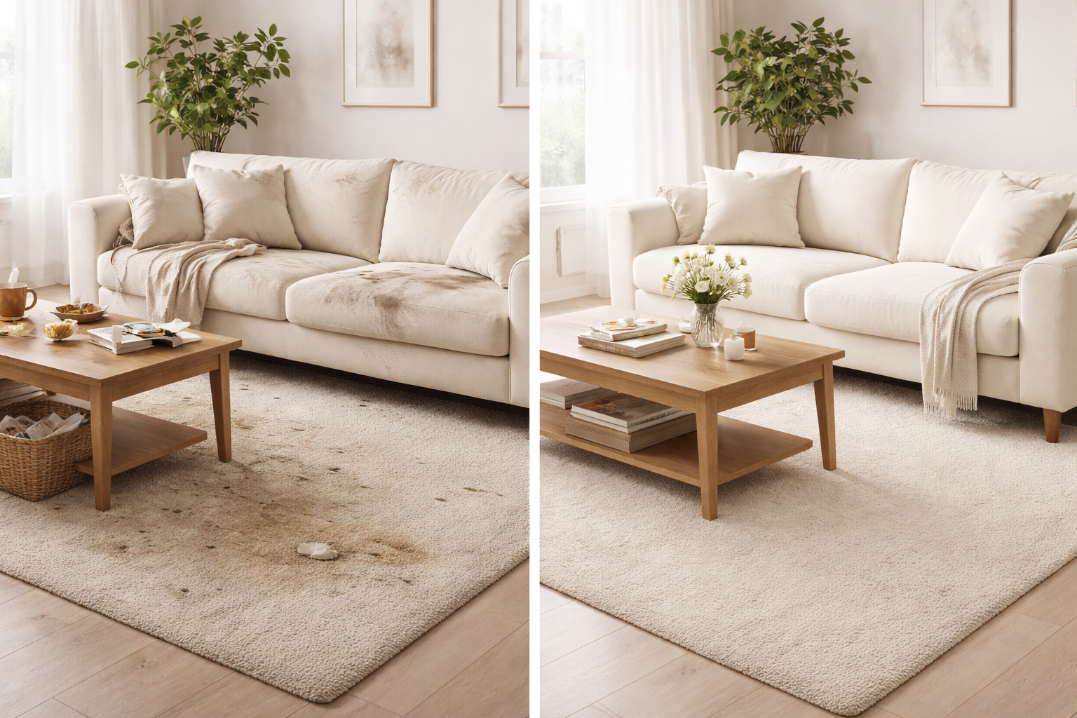 Before and after living room makeover