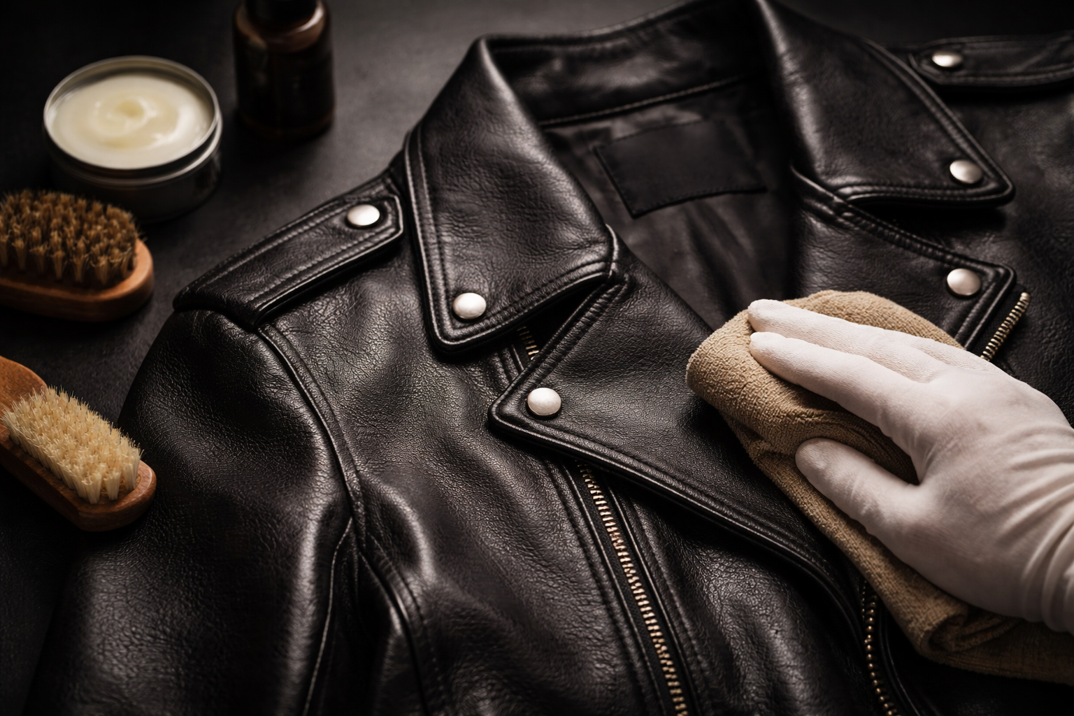 Leather jacket care in action