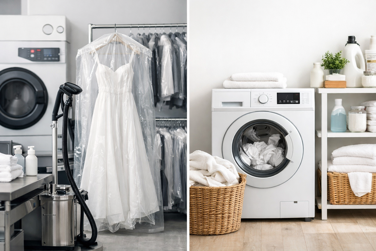 Professional vs home laundry setups